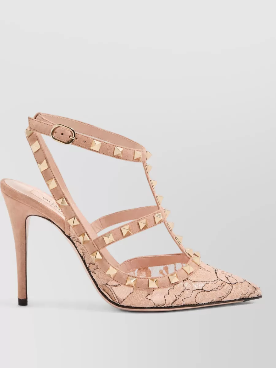 Valentino Garavani Leather Rockstud Ankle-Strap Pumps