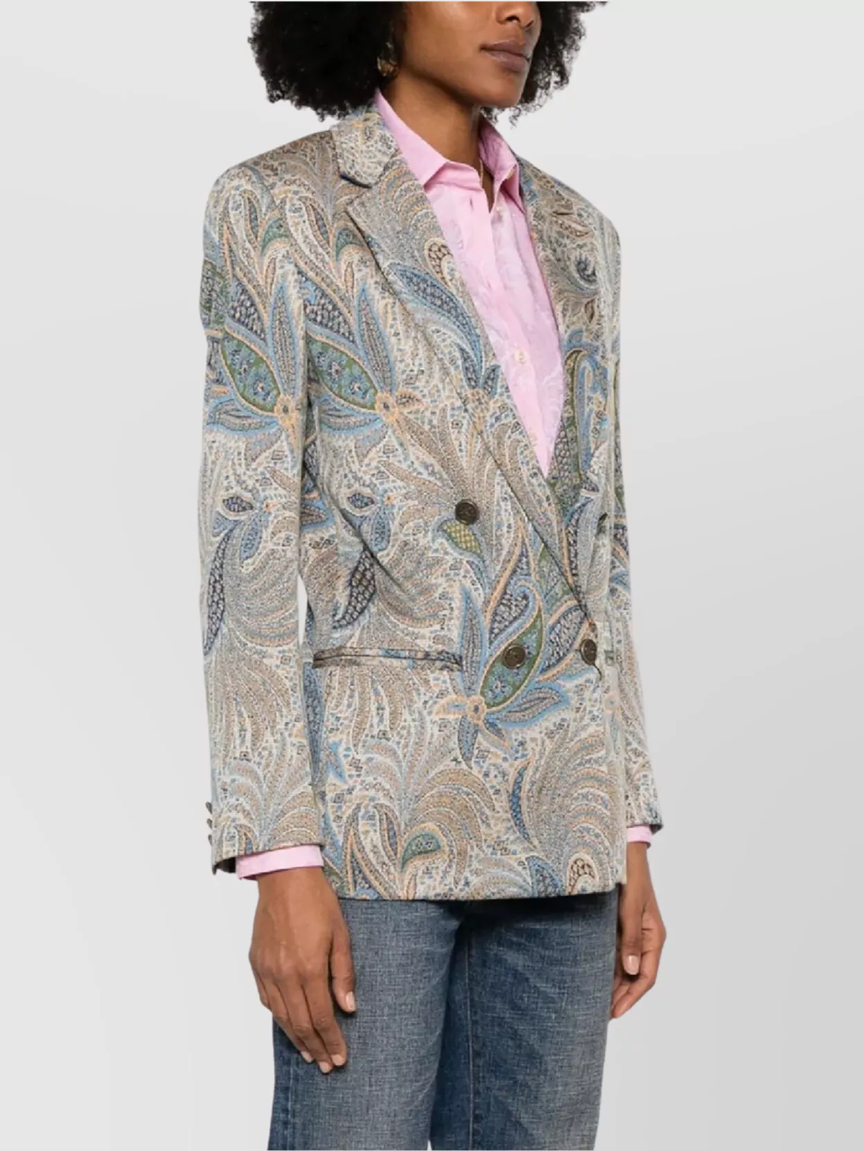 Etro Women's Double-breasted Jacket | Size 44 | Wrca007099jje15 Color S9880 In Gray