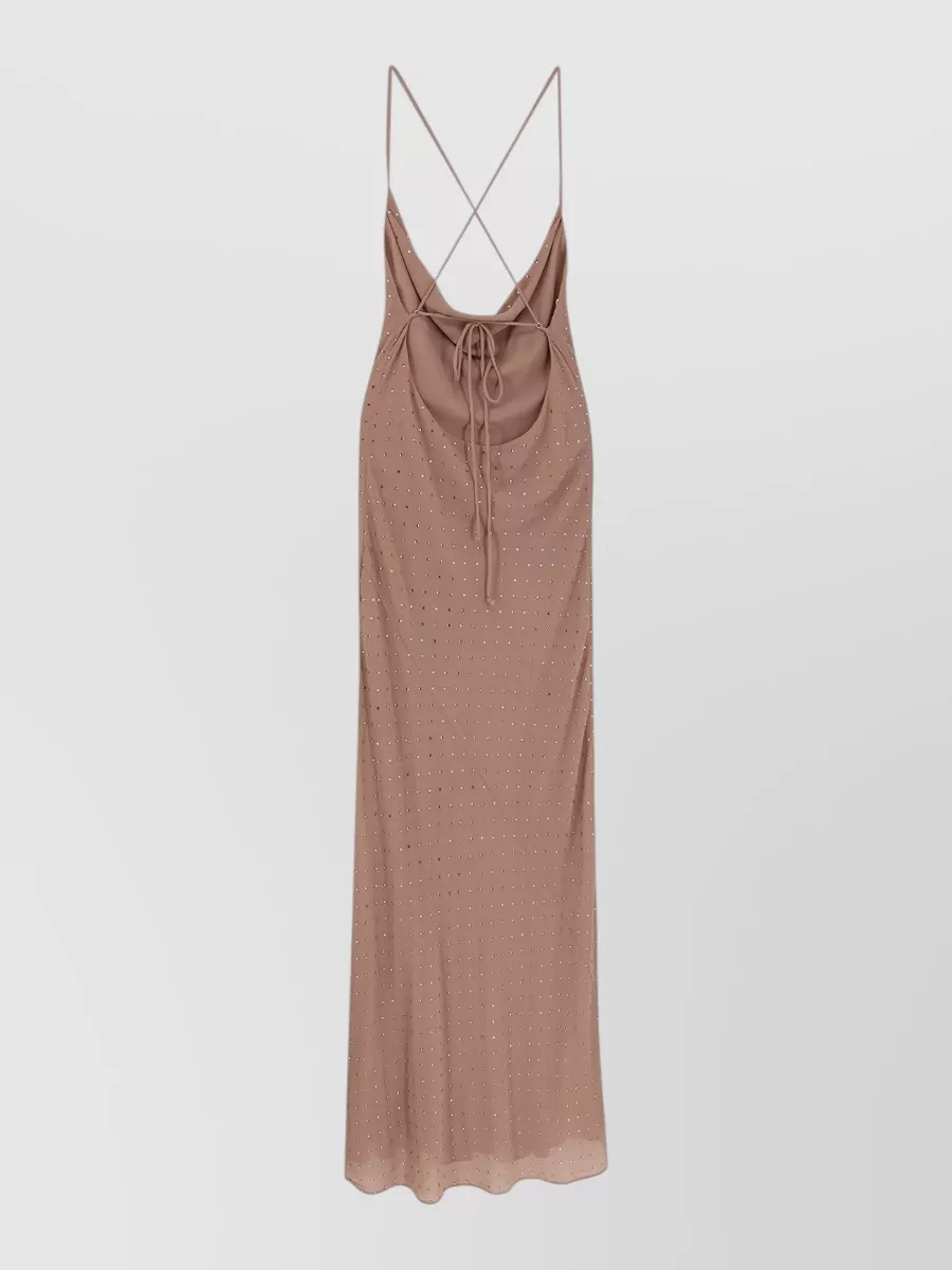 Pinko rhinestone-embellished draped open-back midi dress