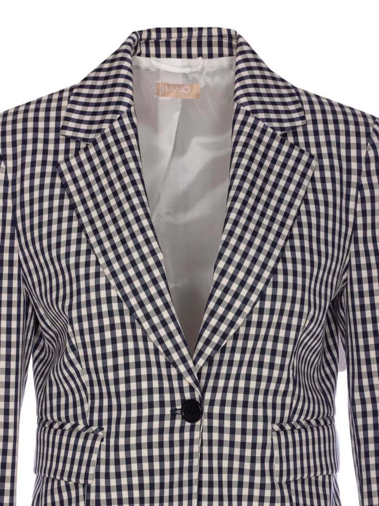LIU •JO V-NECK BLAZER CHECKED PATTERN