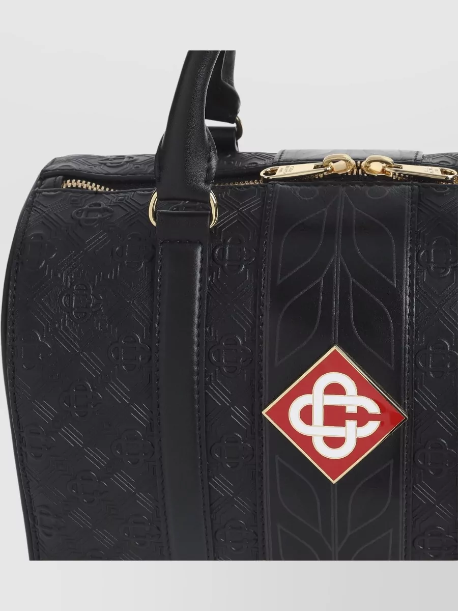 Casablanca Leather Mini Monogram Weekender Bag