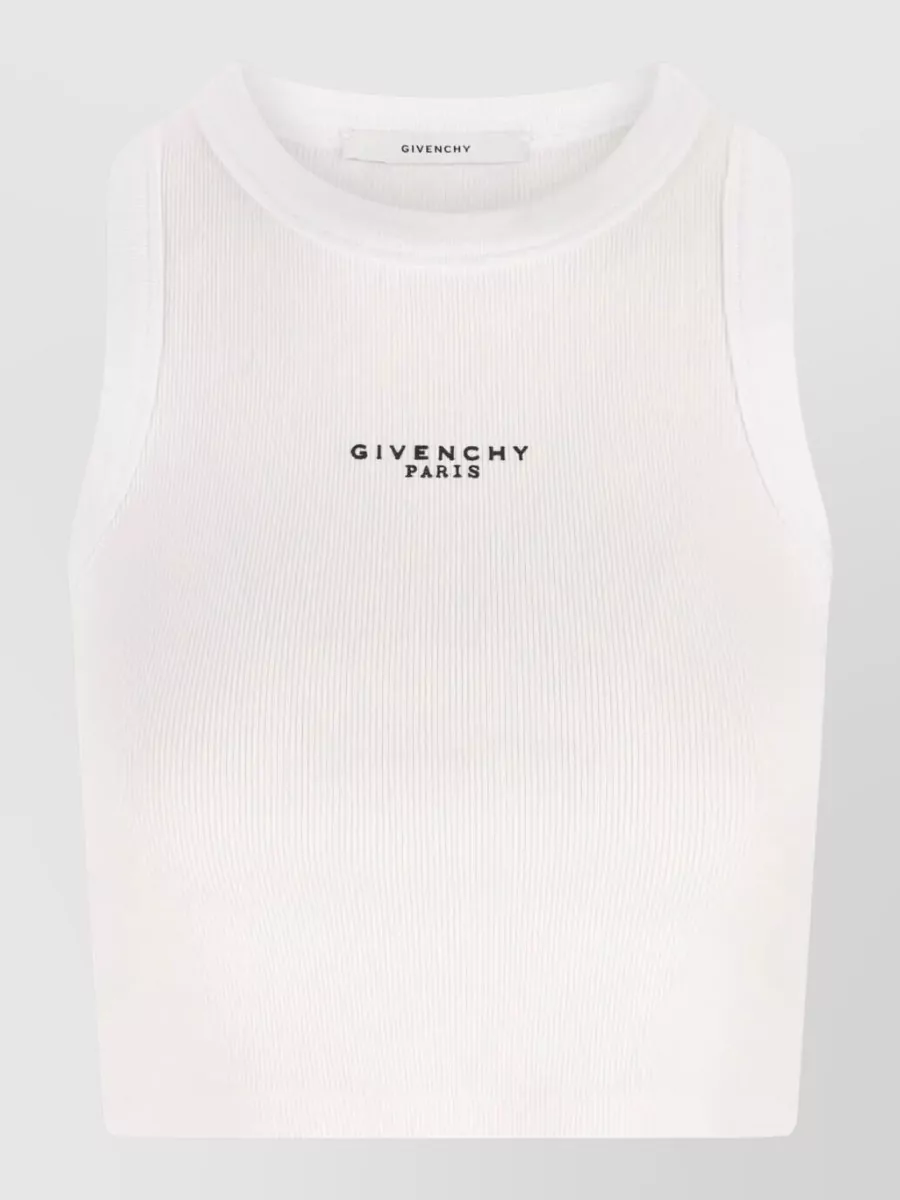 Givenchy Cotton Cropped Tank Top Paris Logo