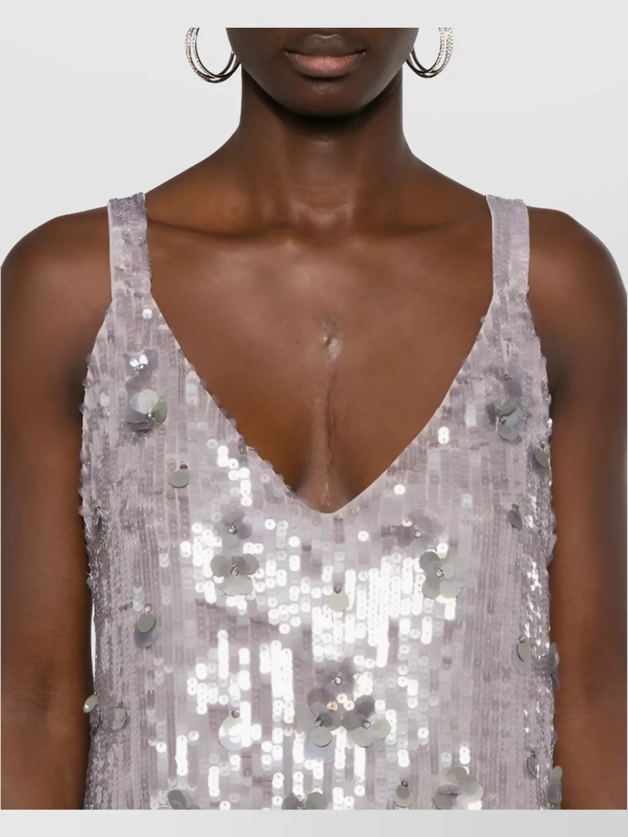 Parosh Flared Floral Motif Sequinned Mini Dress