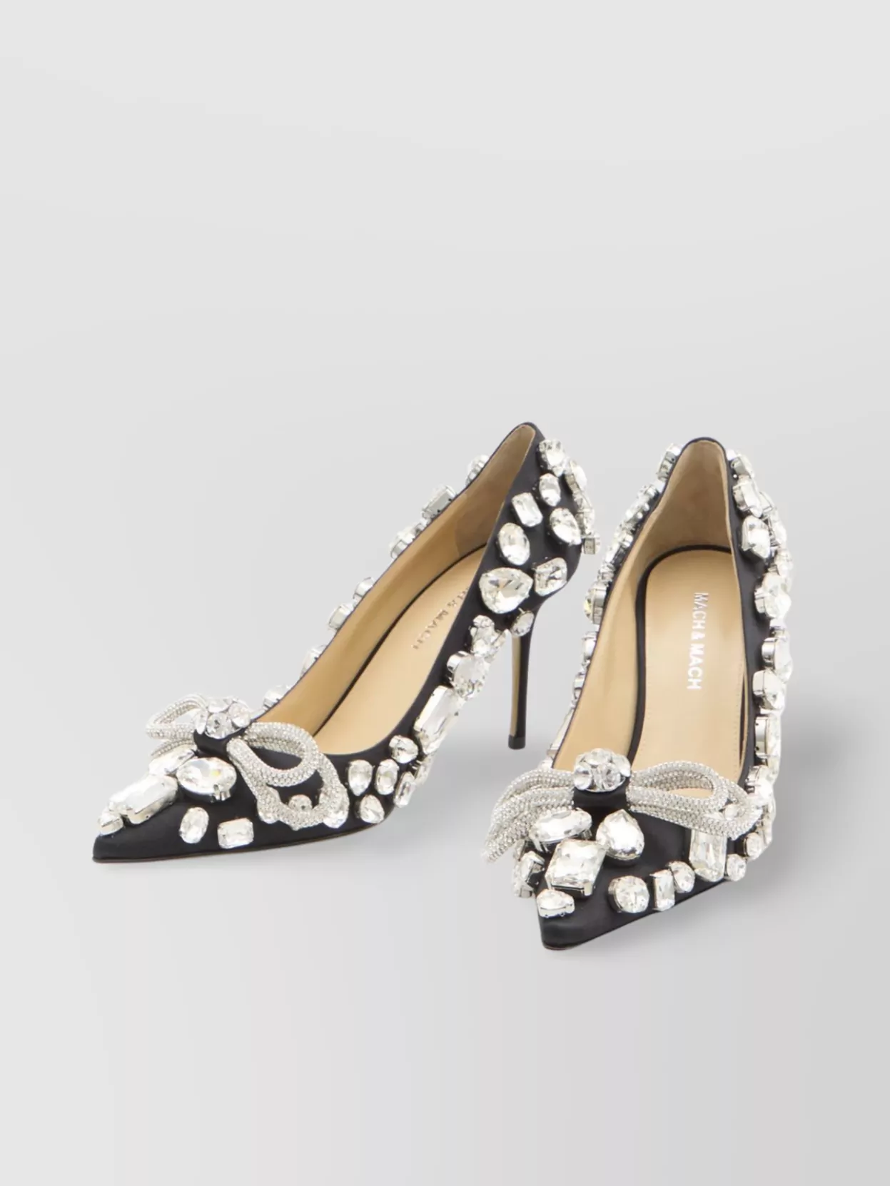 Mach&mach Double Bow 85 Crystal Embellished Pumps