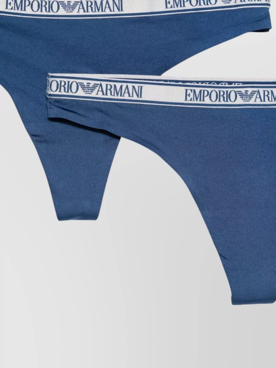 Emporio Armani Cotton Logo-Waistband Thong