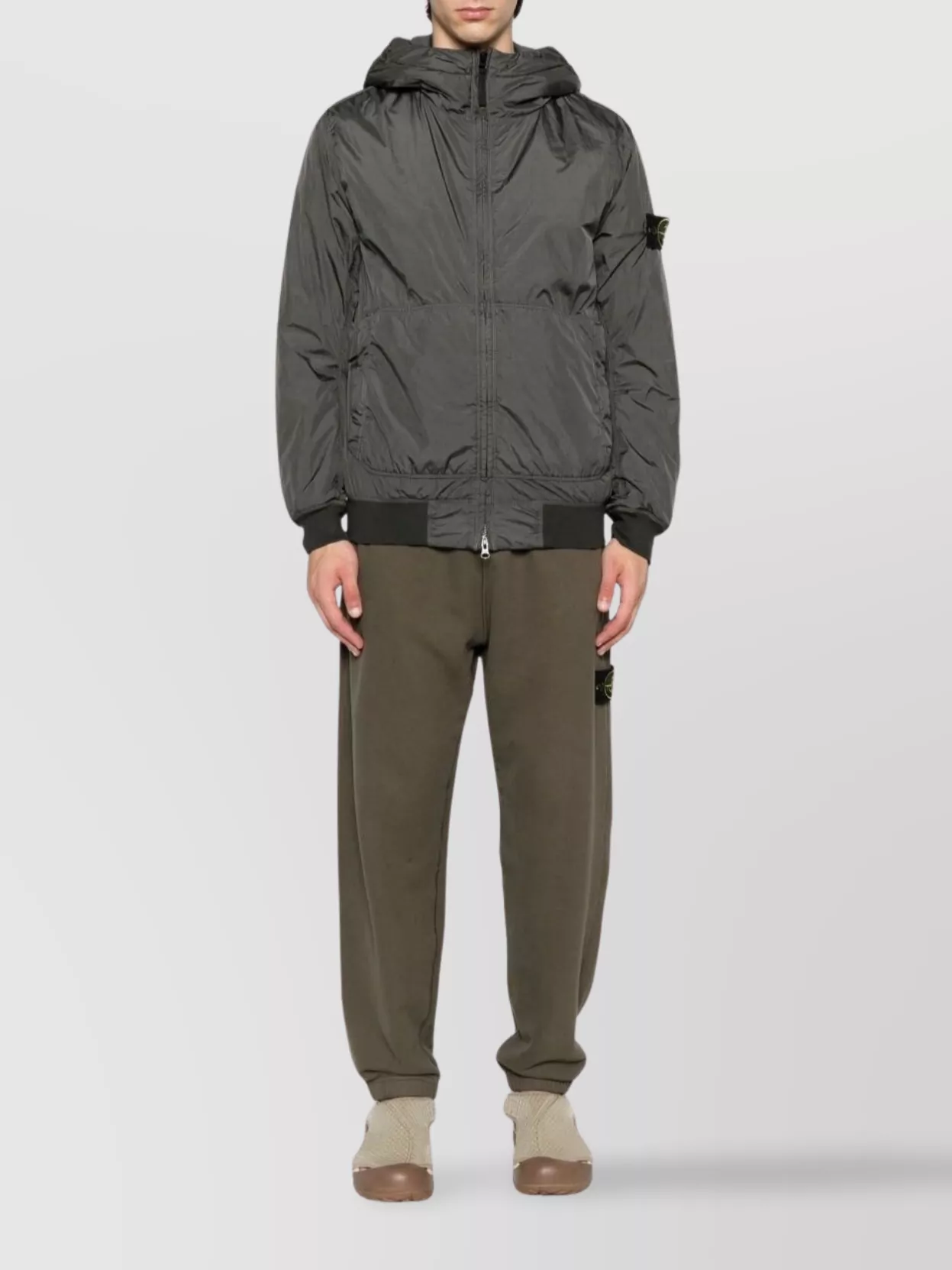 Stone Island 4100013 Hooded Down Jacket In Gray