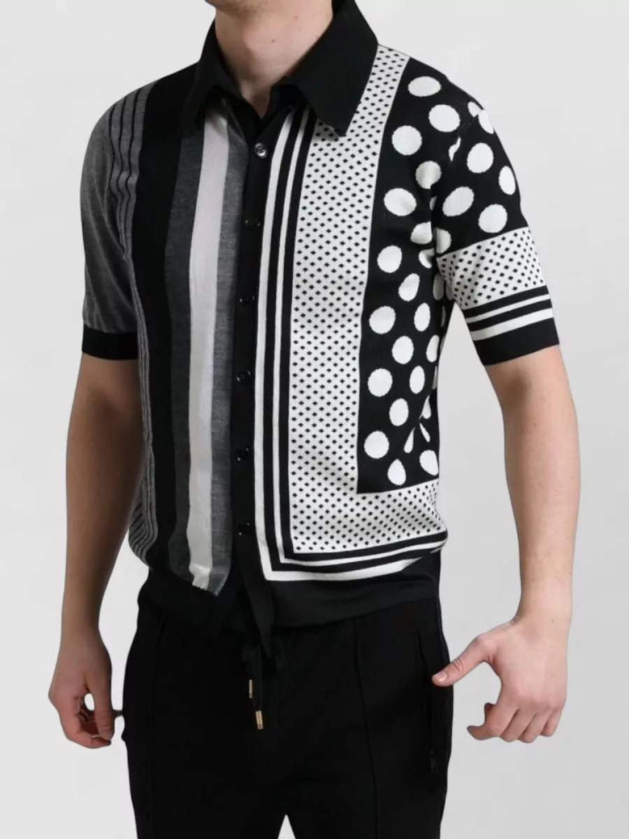 Dolce&Gabbana Silk cotton wool striped polo shirt