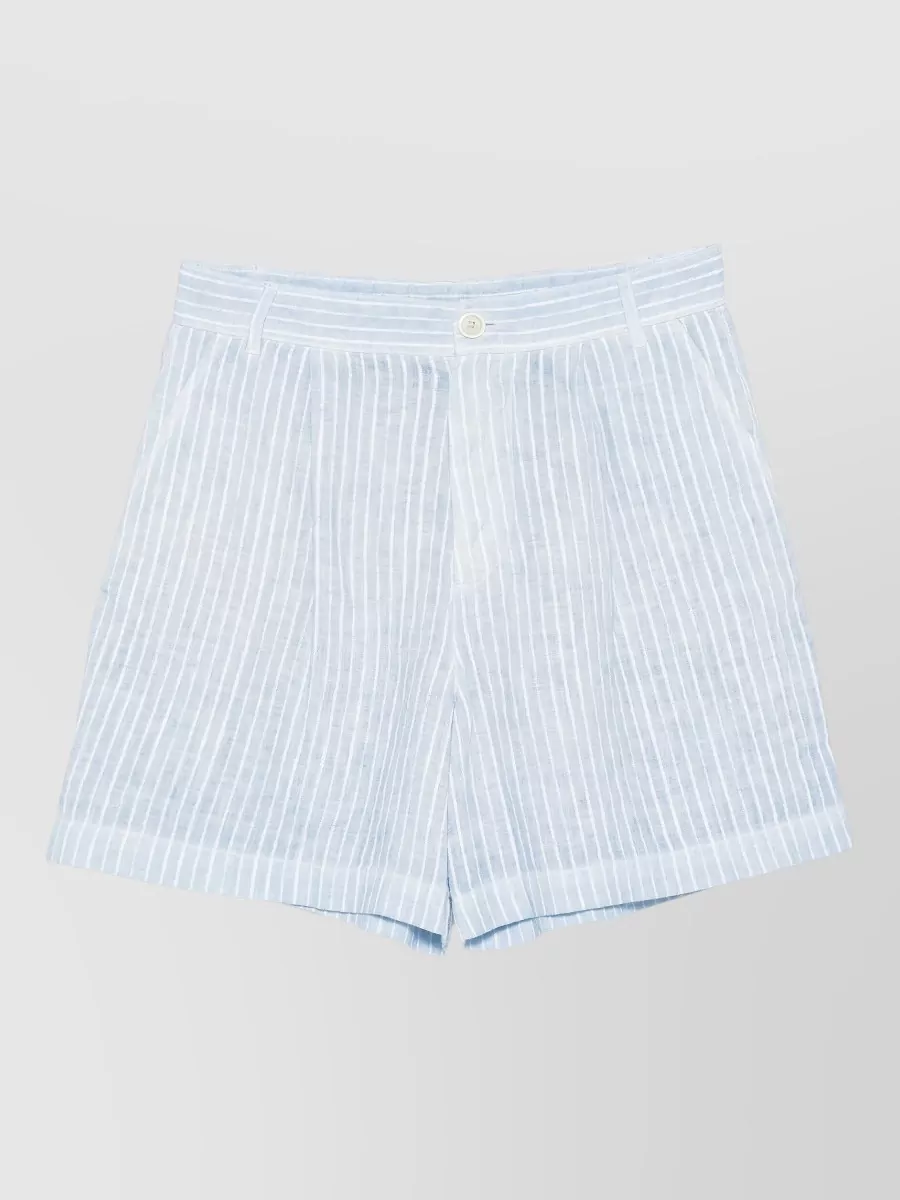 120% Lino Striped Linen Cropped Shorts