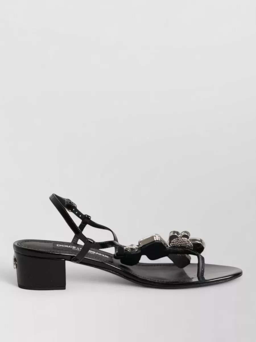 Dolce&Gabbana Leather Crystal Ankle-Strap Sandals