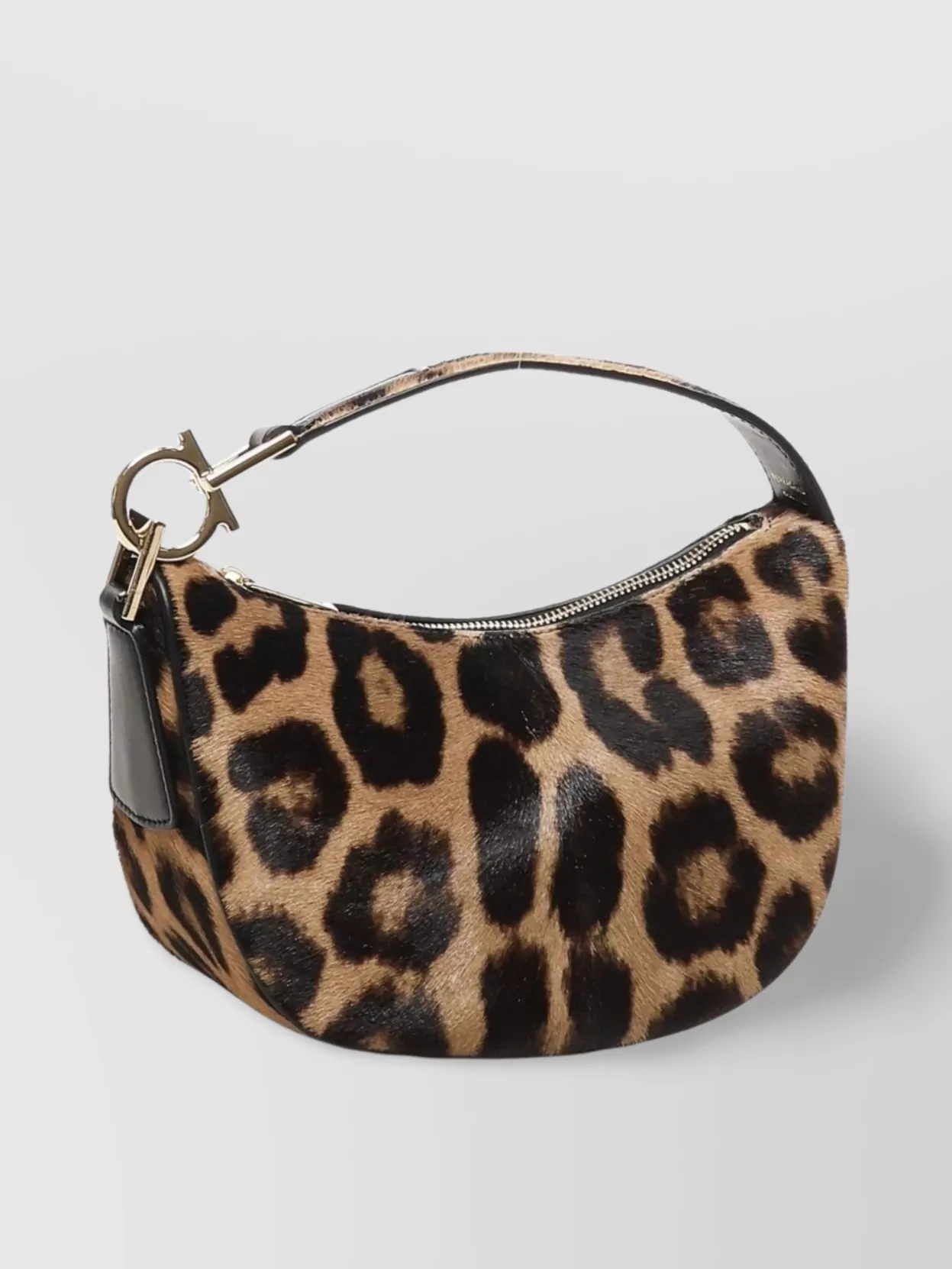 Ferragamo Leopard Print Top Handle Clutch Bag