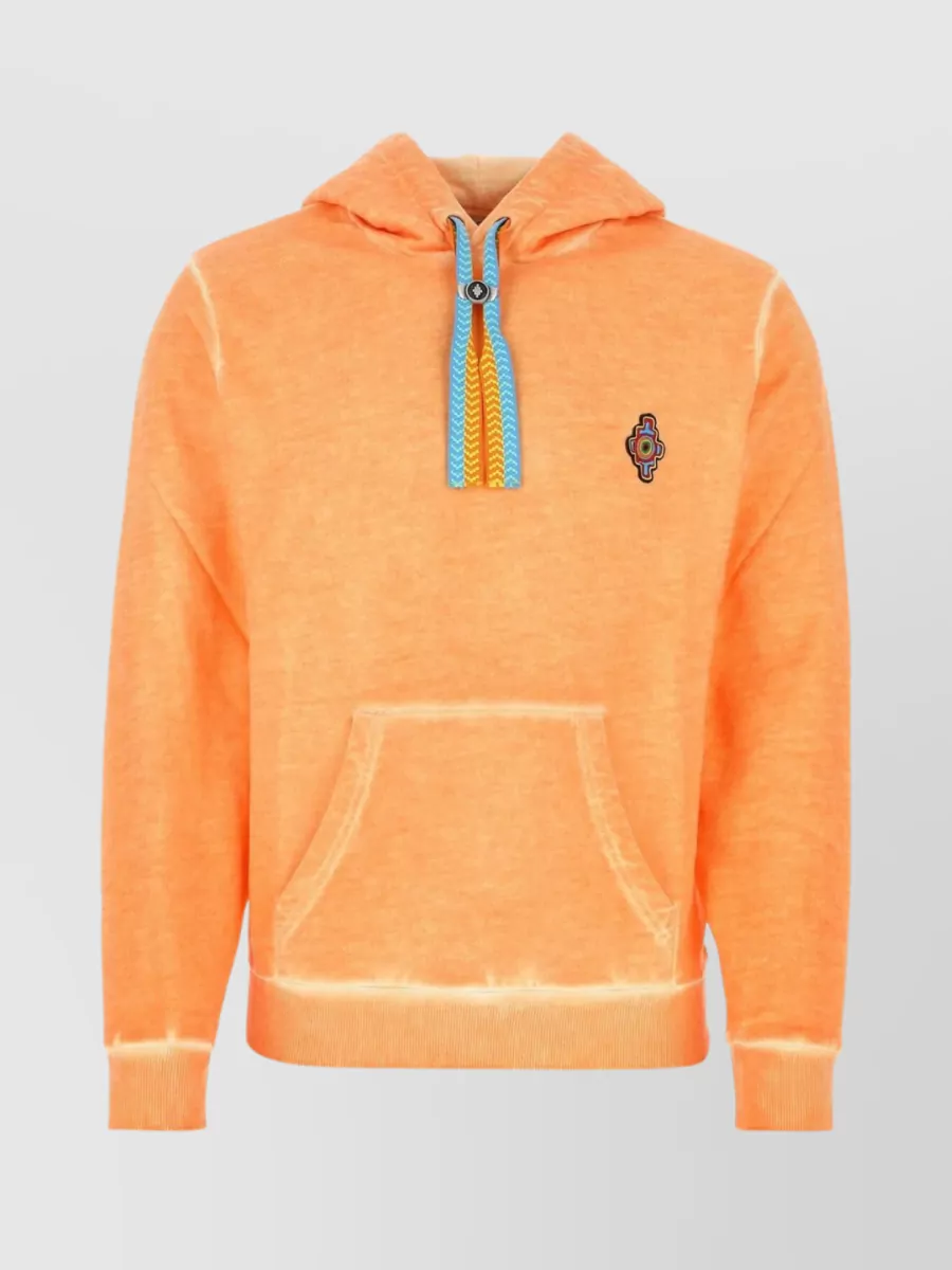 Shop Marcelo Burlon County Of Milan Sunset Cross Vintage Cotton Hooded Sweatshirt In Orange