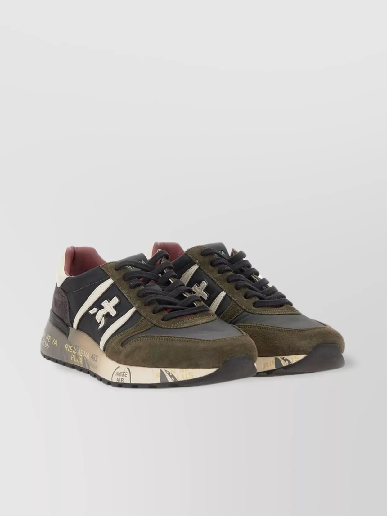 Premiata Leather And Nylon Sneakers With Rubber Sole
