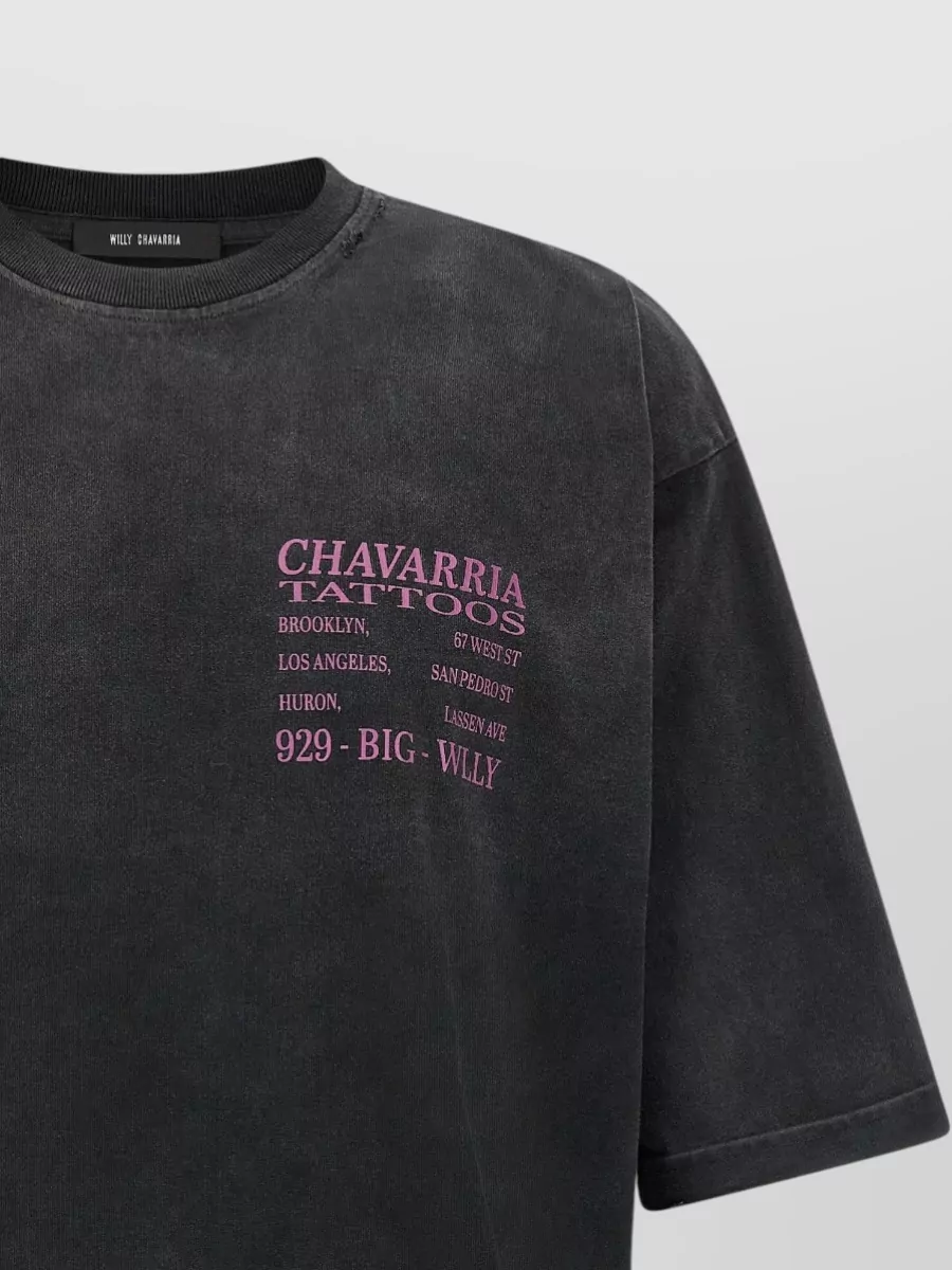 Willy Chavarria Cotton Printed Crew Neck Short Sleeve T-Shirt