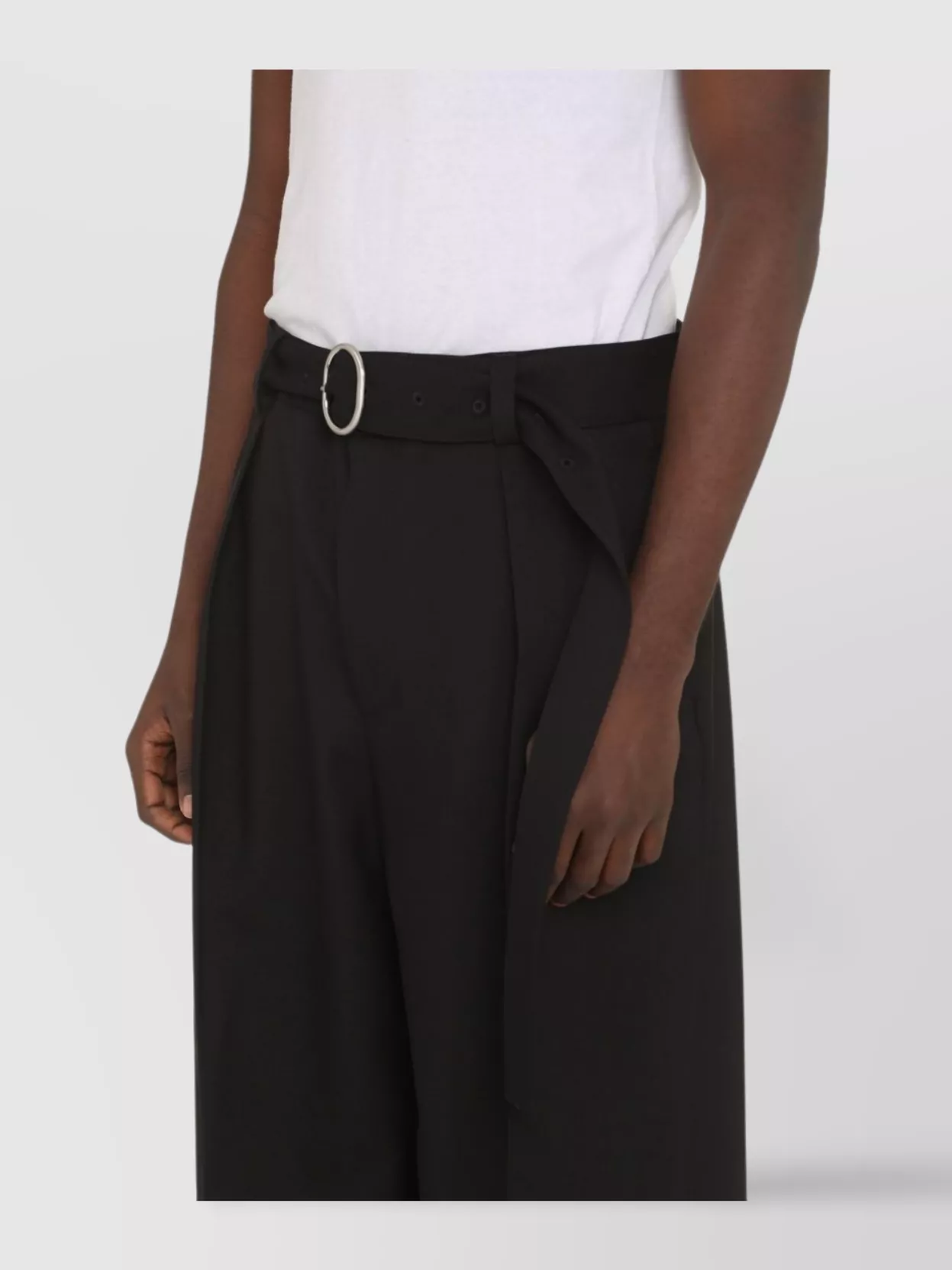 Jil Sander Wool Trousers With Belted High Waist