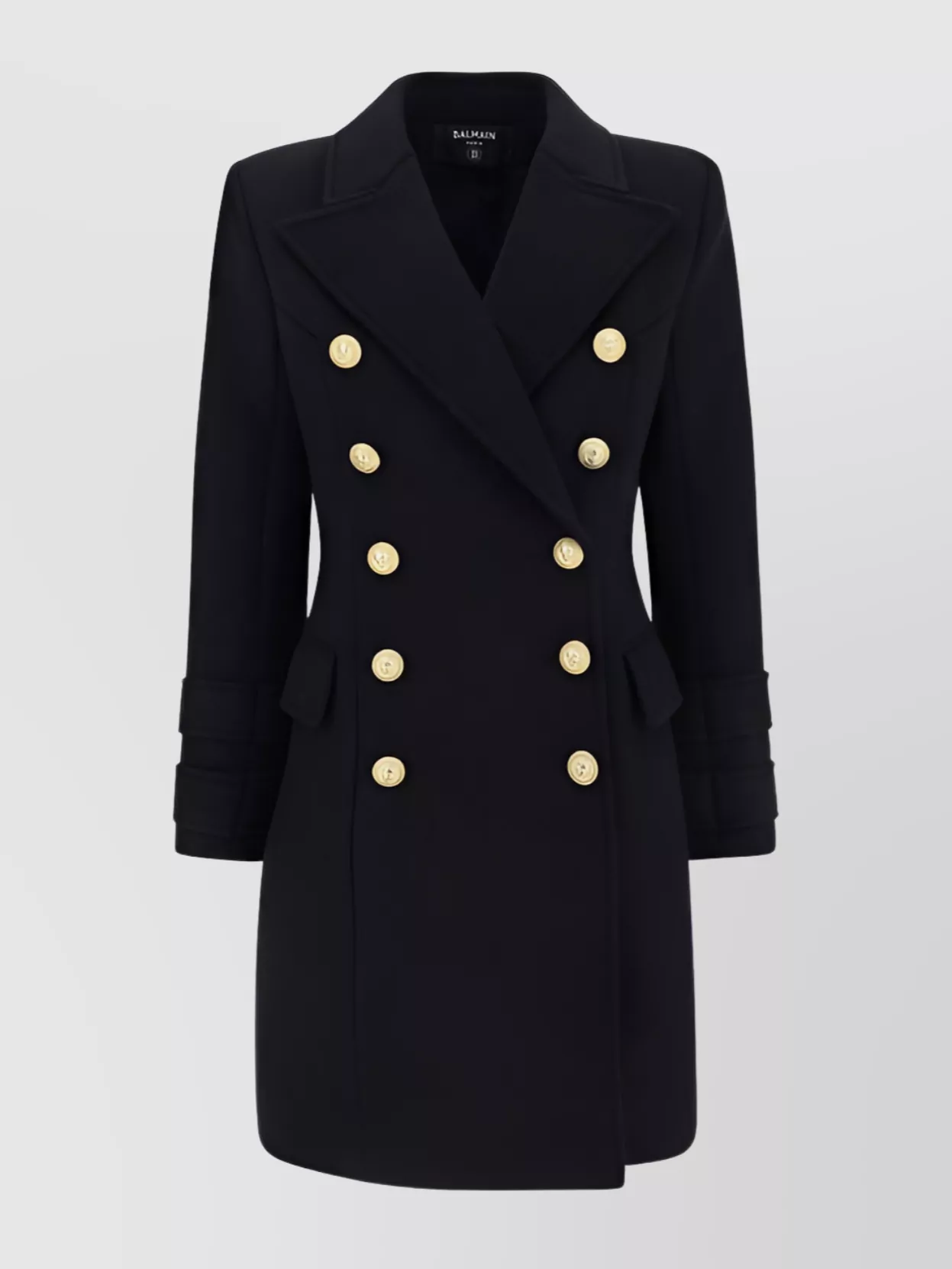 Balmain Double-breasted Wool Coat In Black