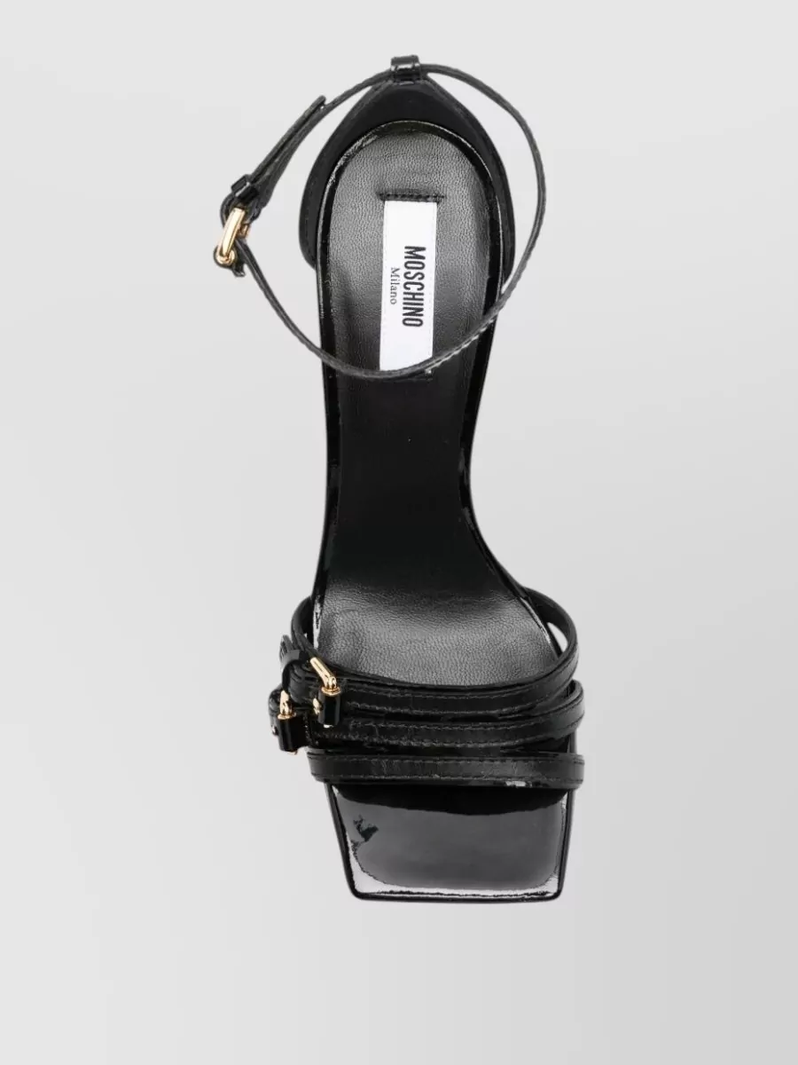 Moschino Leather Polka-Dot Ankle-Strap Sandals