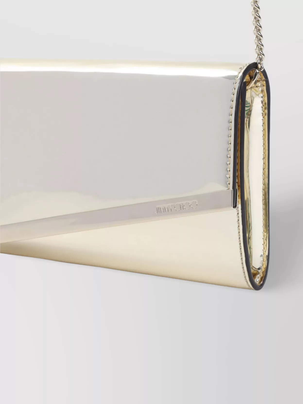 Jimmy Choo Emmie.mif Bag Envelope Gold Metallic Chain