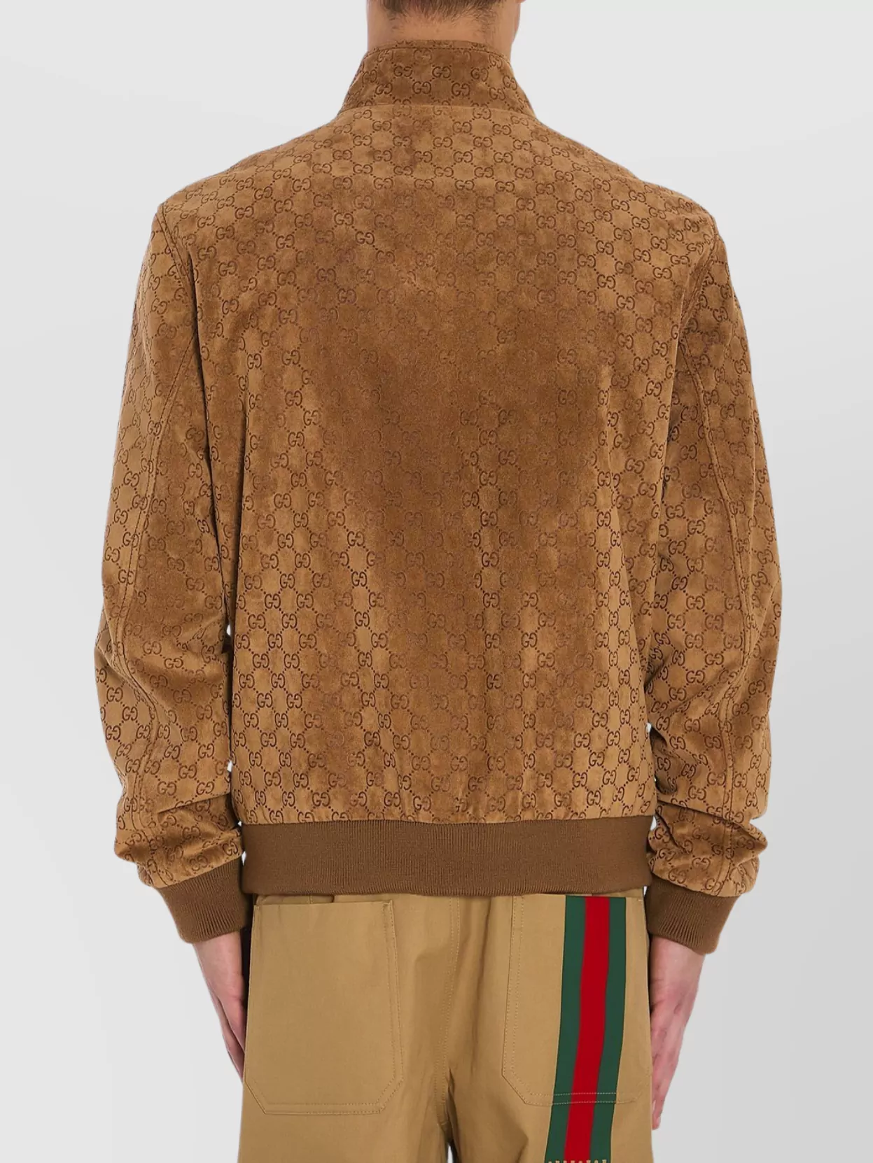 Gucci Brown Jacket With All-over Embossed Gg Motif And Collar With Buttons In Suede Man In Brown