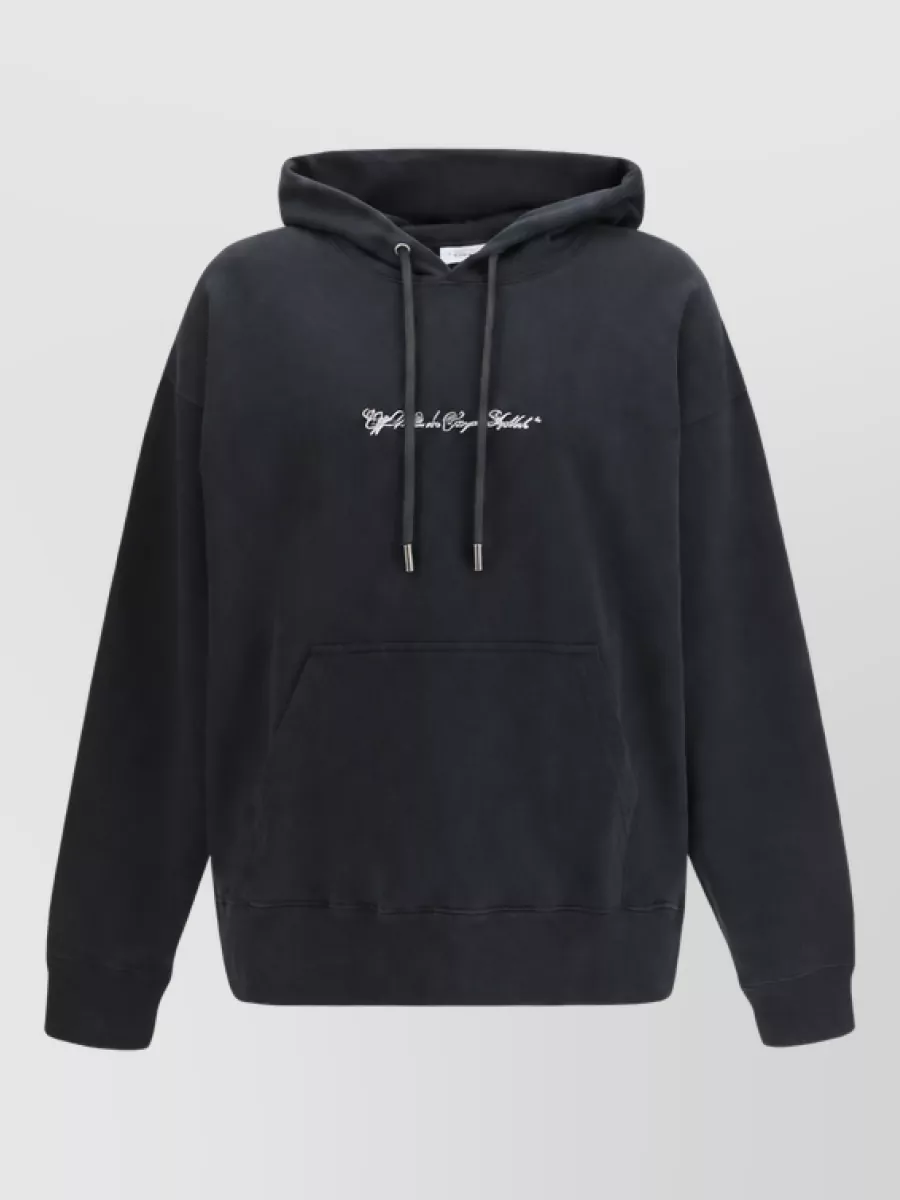 Off-White cotton logo embroidered hoodie