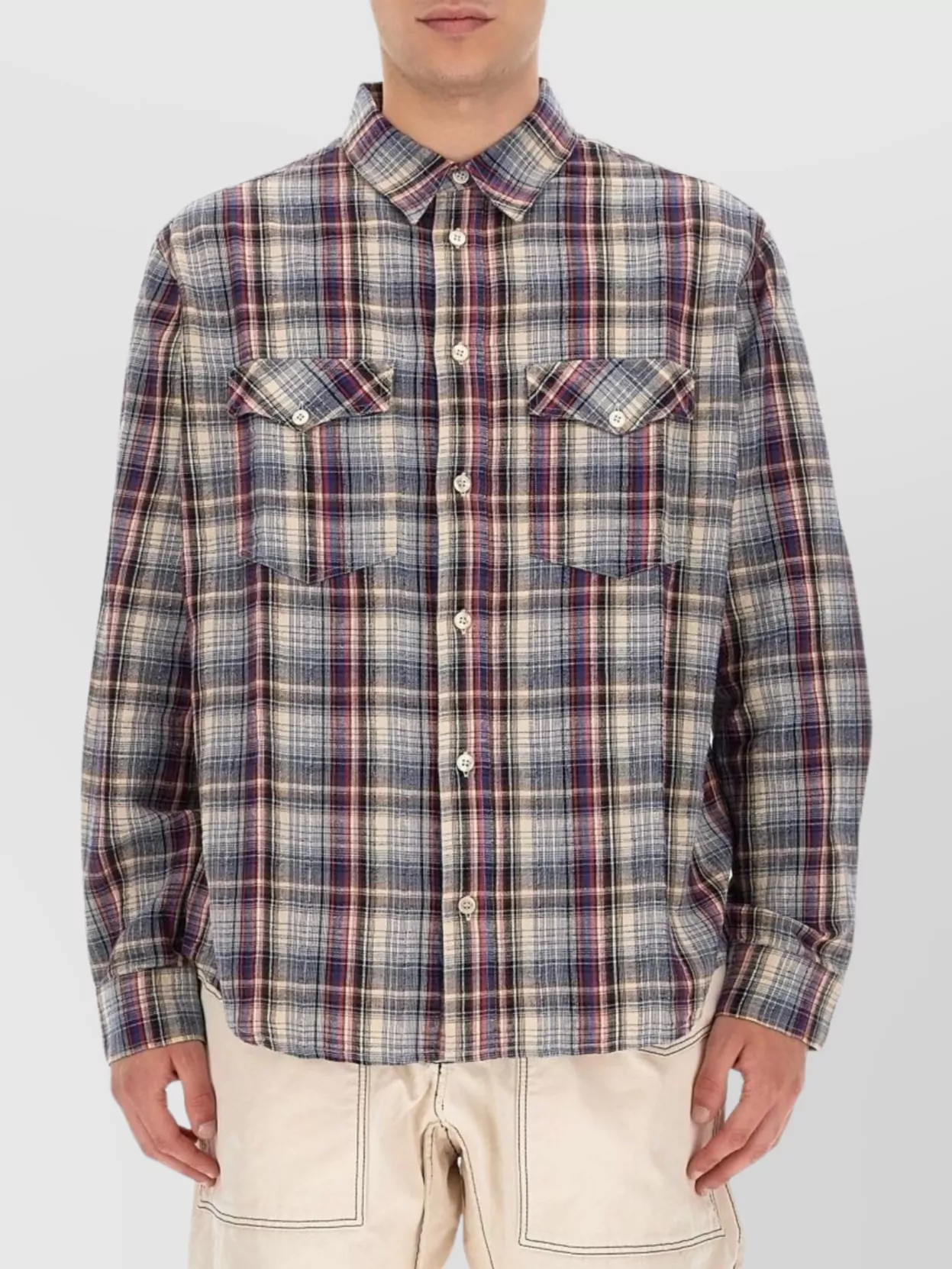 Isabel Marant Plaid Pattern Shirt With Button-down Collar In Multi