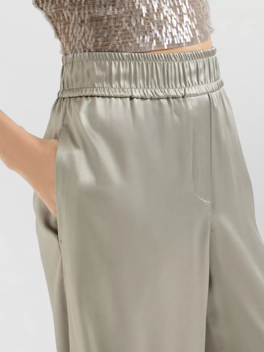 Brunello Cucinelli Silk High-Rise Wide-Leg Trousers