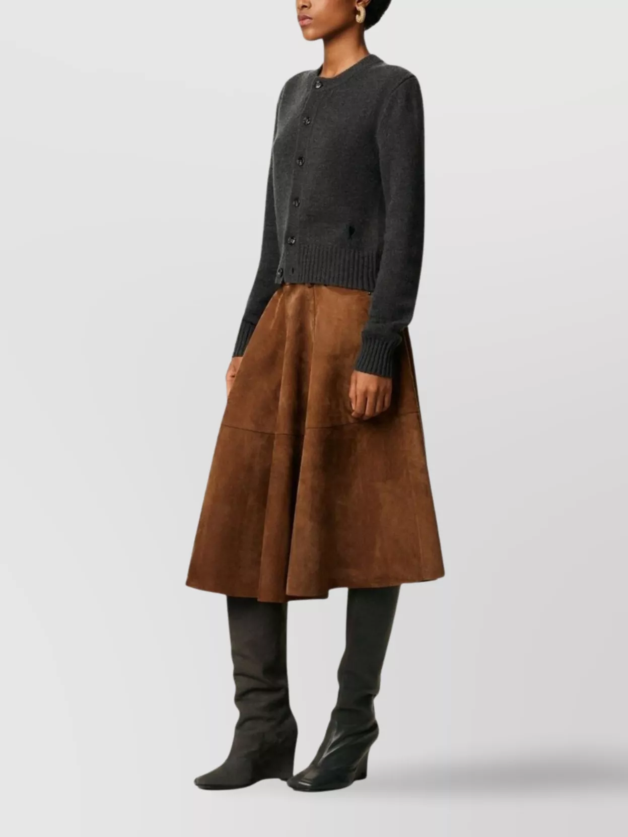 Ami Paris Cashmere Crew Neck Cardigan