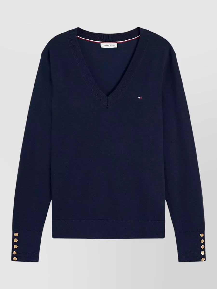 Tommy Hilfiger fine-knit v-neck cotton sweatshirt