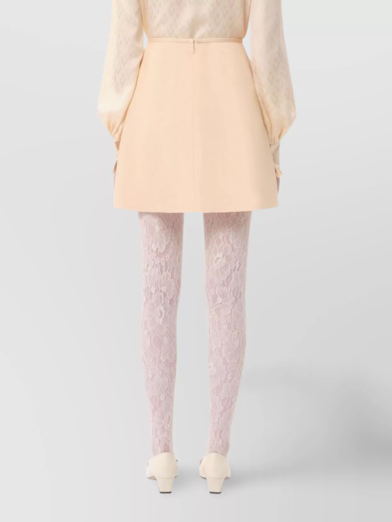 Shop Valentino Bow Detail Wool And Silk Blend Skirt