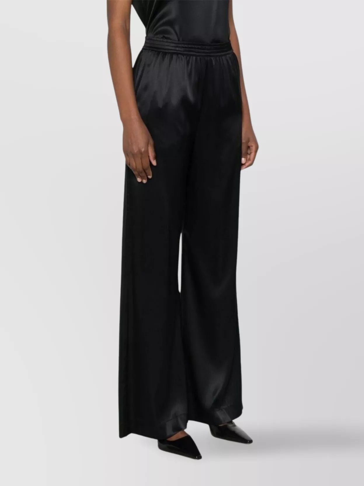 Ermanno Scervino Wide-Leg Satin Trousers Elastic Waistband