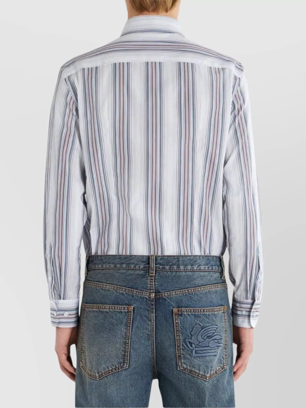 Etro Classic Striped Button-down Shirt In Gray