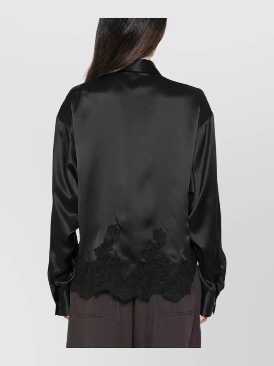 Ermanno Scervino Silk Lace Trim Long-Sleeve Shirt