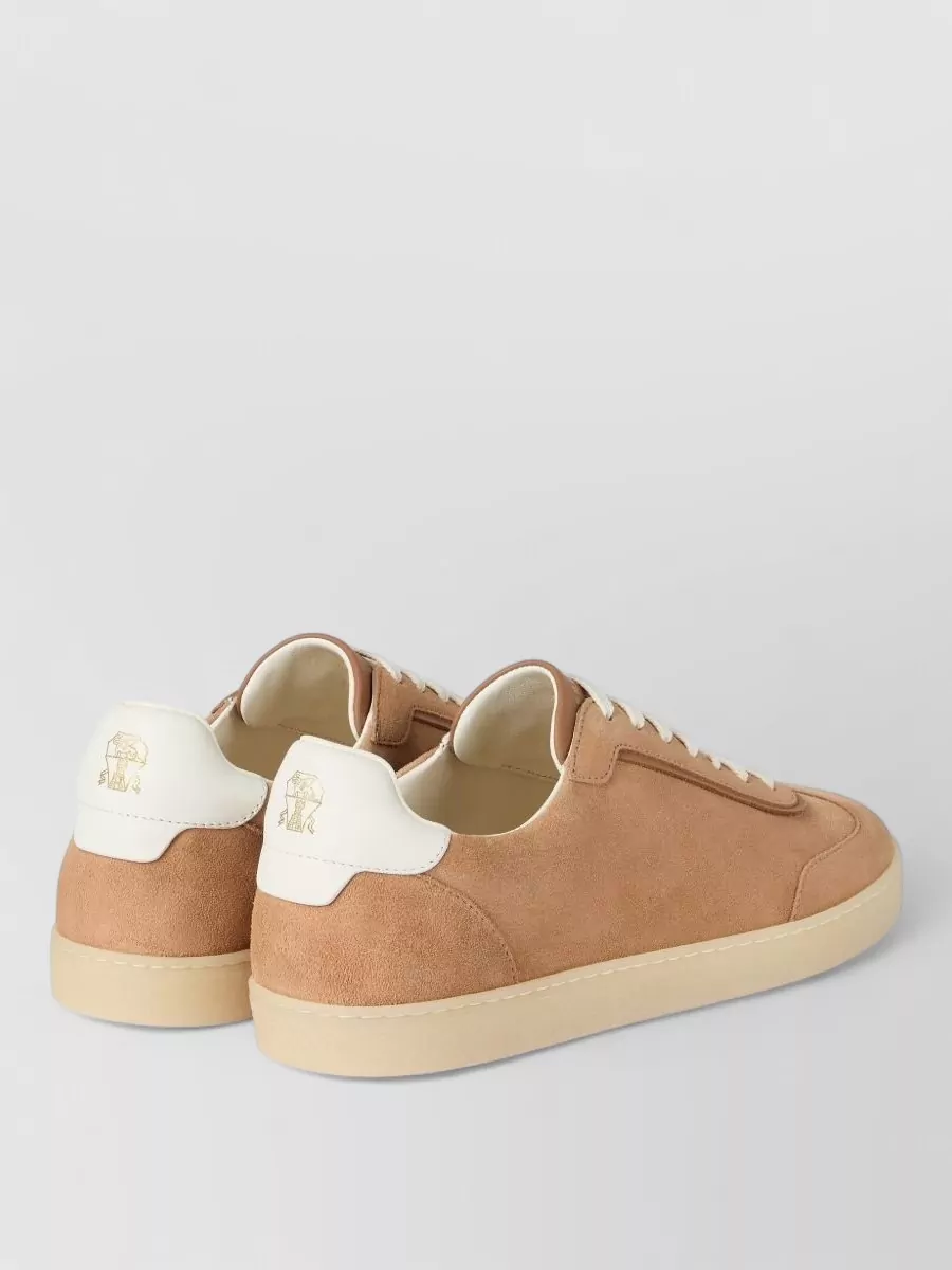 Brunello Cucinelli Low Top Sneakers Contrast Heel Tab Suede