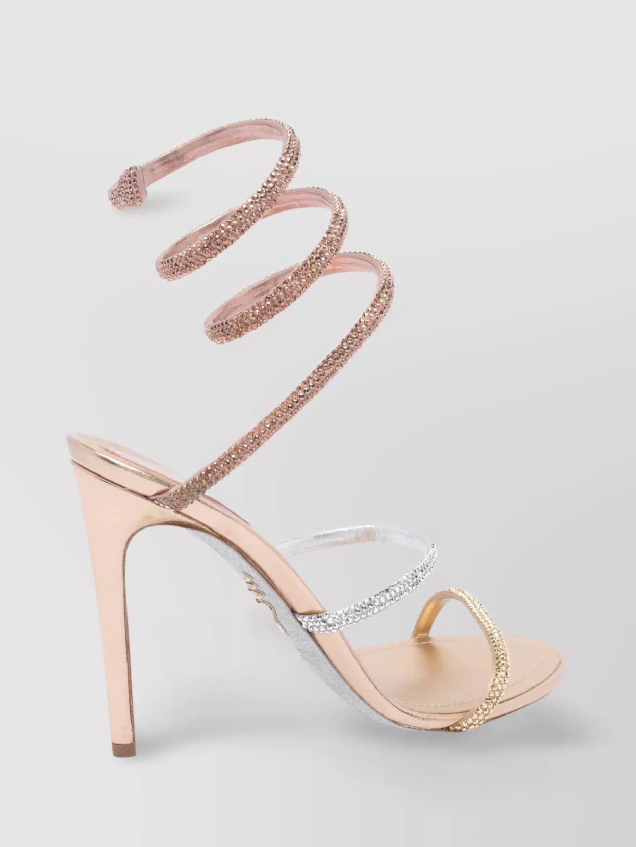 Rene Caovilla Leather Embellished Sandals Stiletto Heel