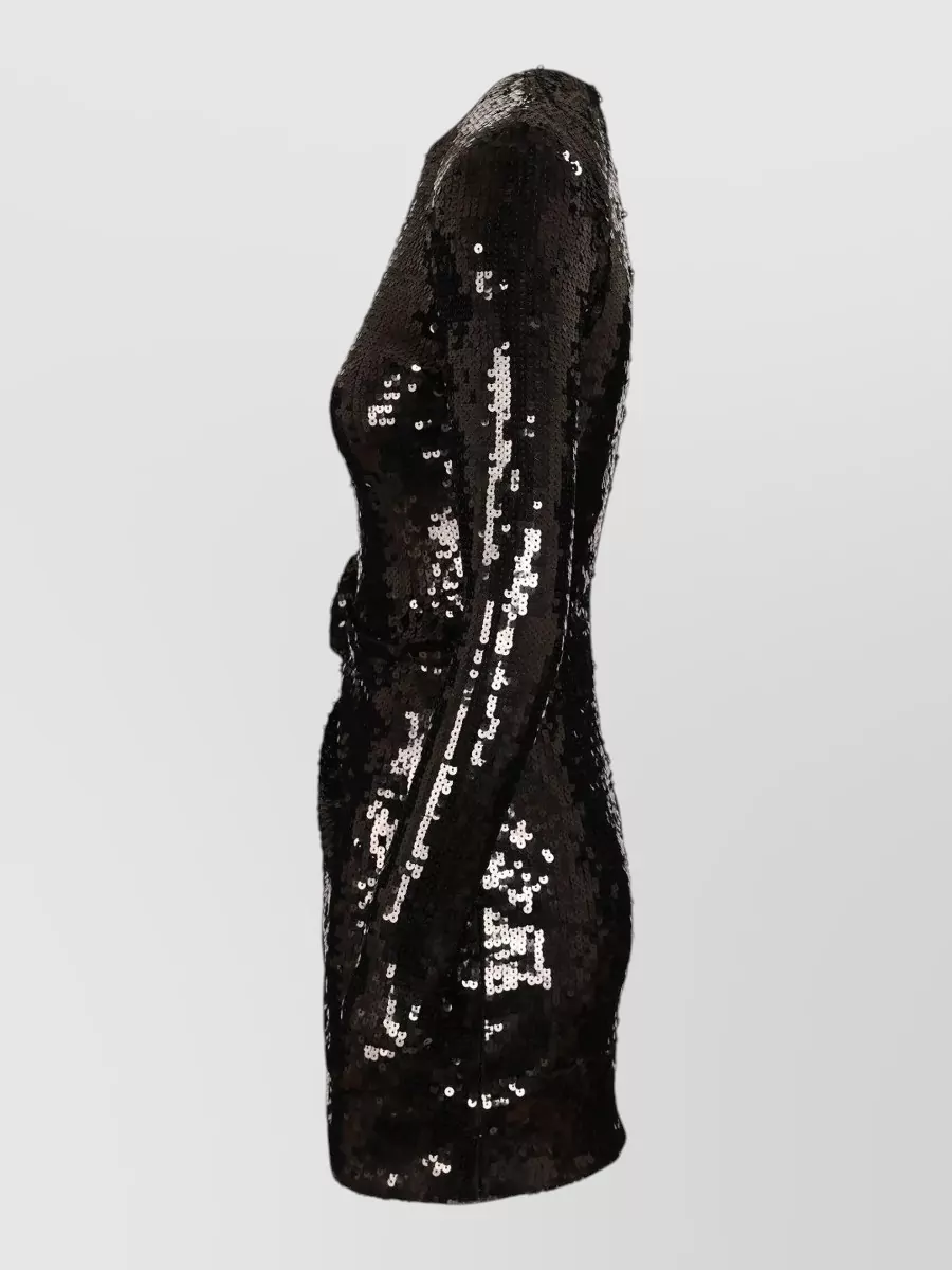 Rotate Sequin Long-Sleeve Gathered Mini Dress
