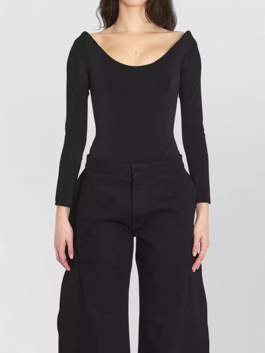 Alaïa Asymmetric off-the-shoulder long-sleeve bodysuit