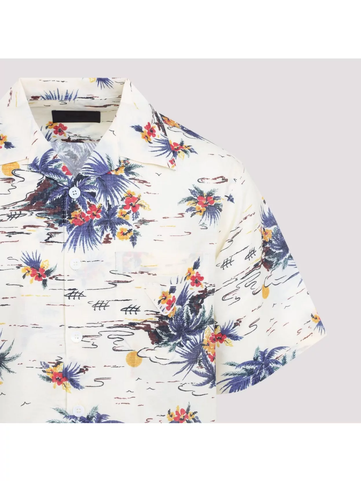 Prada Floral Print Short-sleeved Shirt In Grey