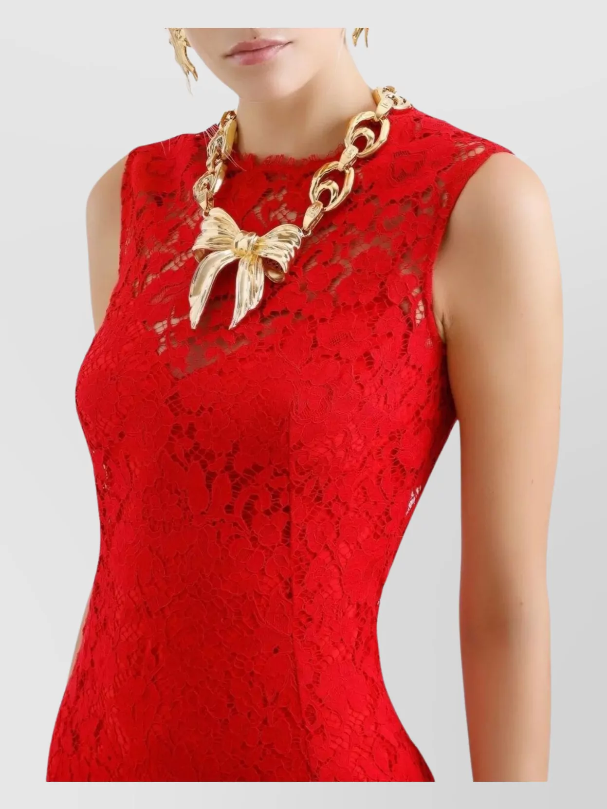 Dolce&Gabbana Floral Lace Midi Dress With Scalloped Hem