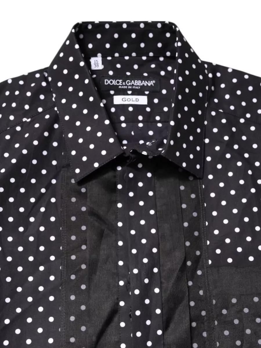 Dolce&Gabbana Silk Polka Dot Long-Sleeve Shirt