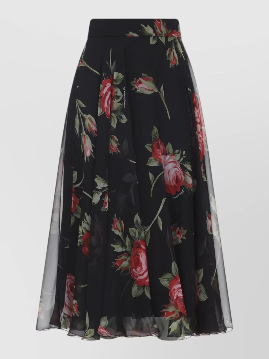 Dolce&Gabbana High Waist Skirt Floral Pattern Overlay