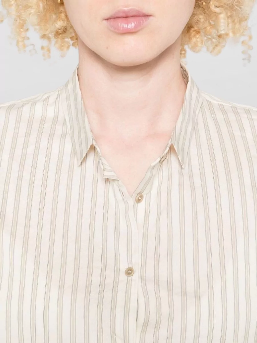 Apuntob Striped Long-Sleeve Polo-Collar Shirt