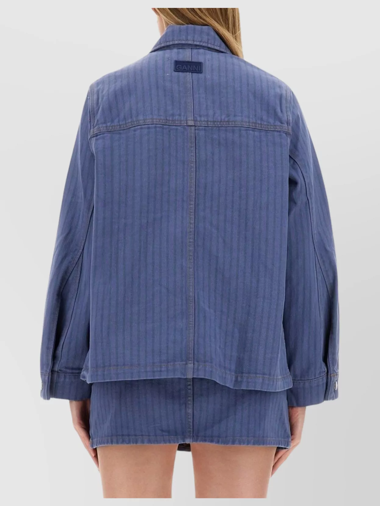 Ganni Denim Jacket Striped Chest Pockets