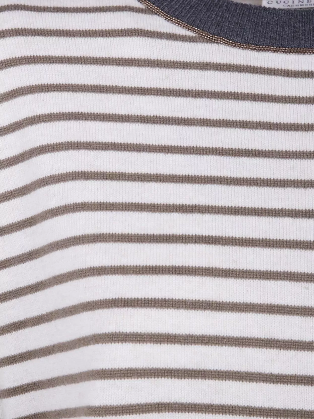 Brunello Cucinelli Striped Crew Neck Sweater