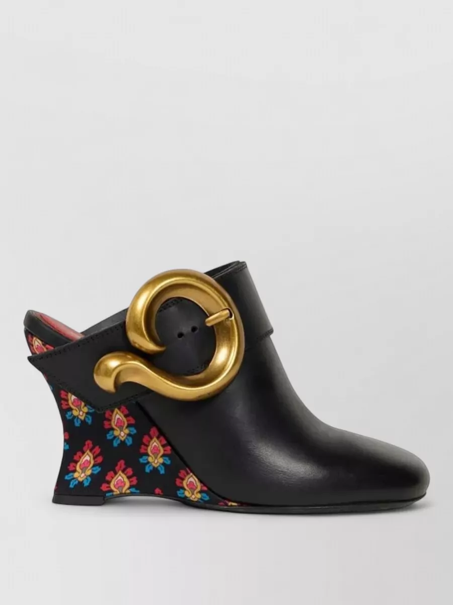 Etro Leather Wedge Mules