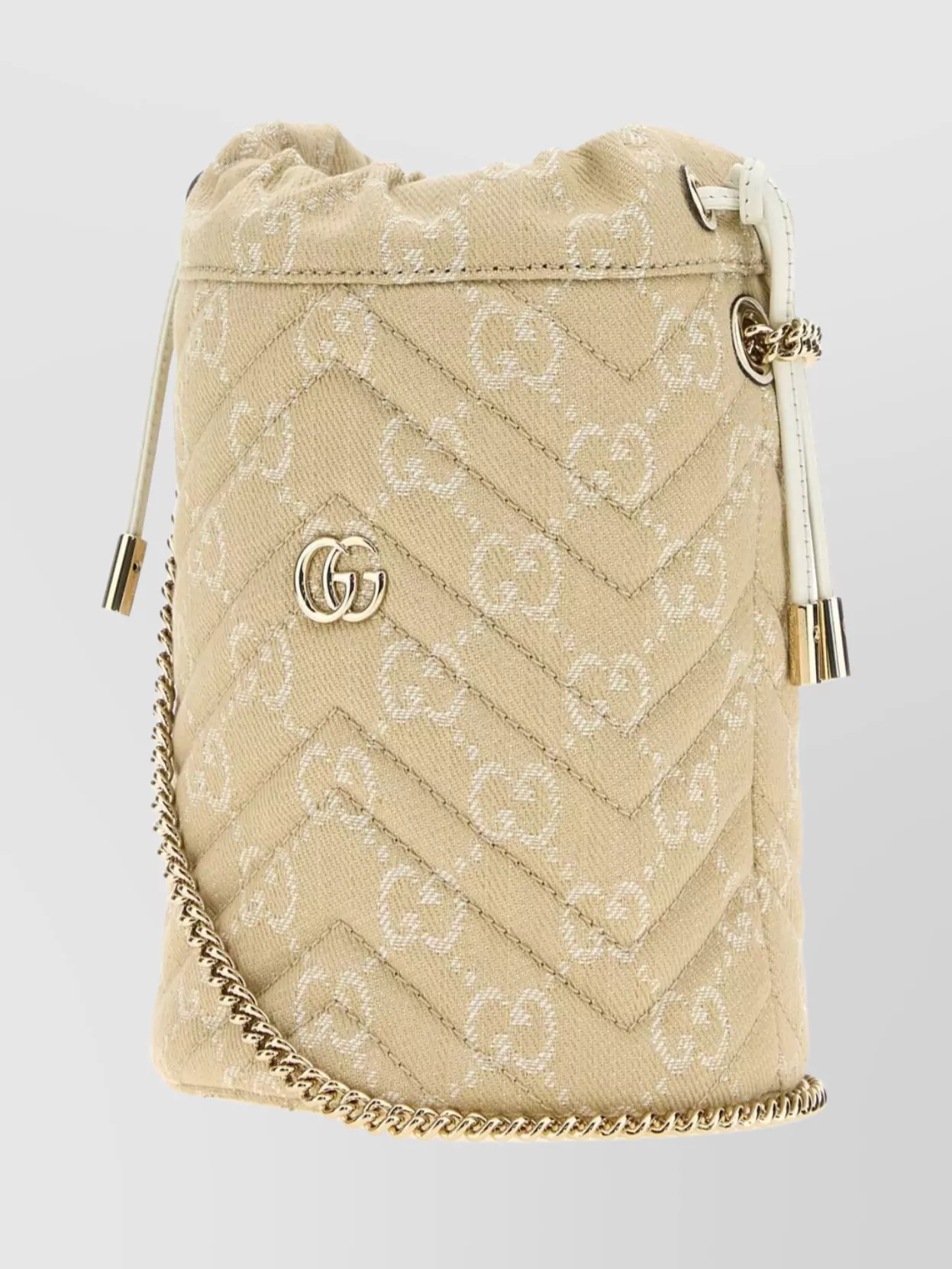 Gucci Small Marmont Bucket Bag With Chain Strap In Neutral