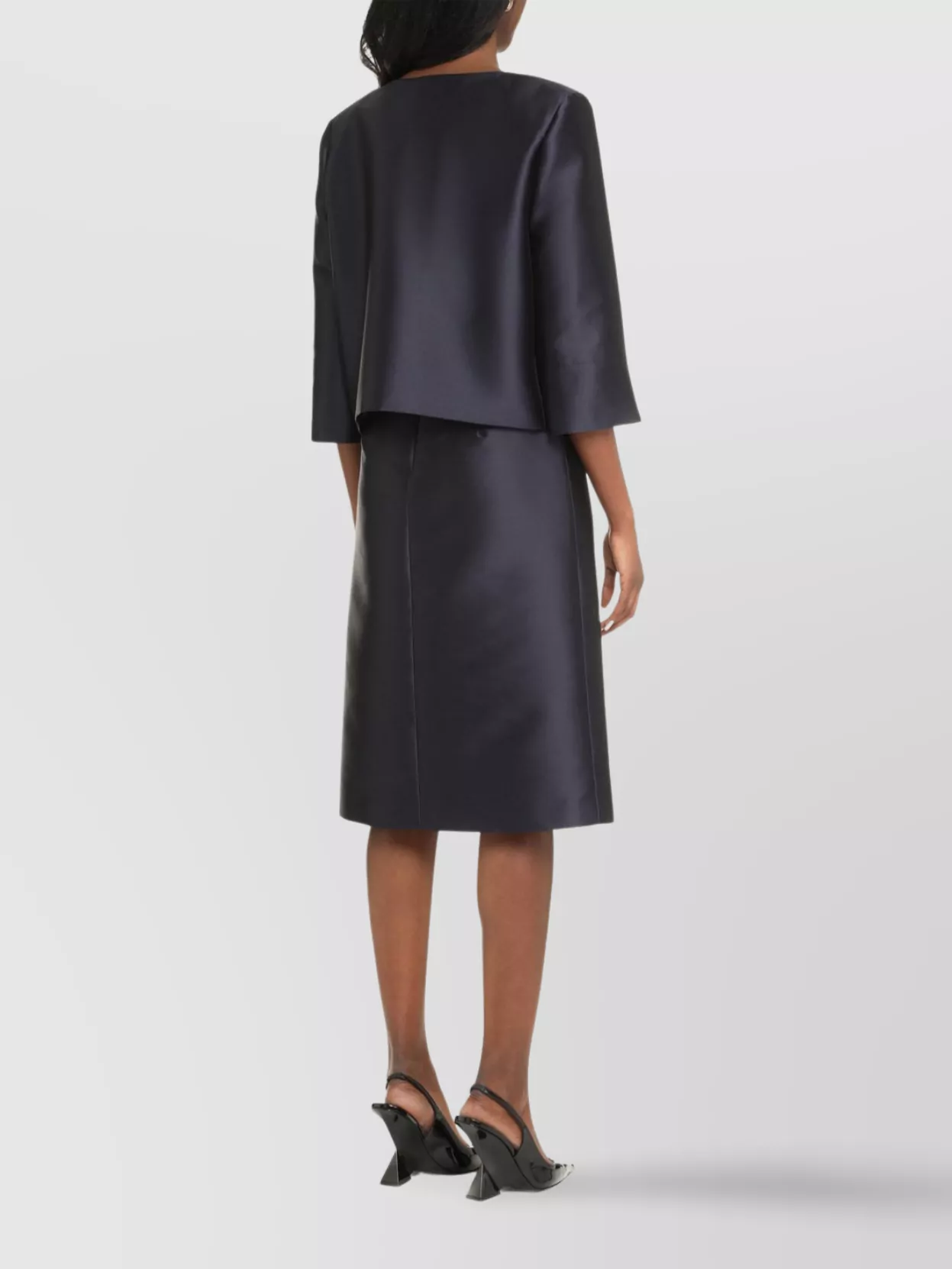 Alberta Ferretti Square Neck Cropped Jacket With 3/4 Sleeves