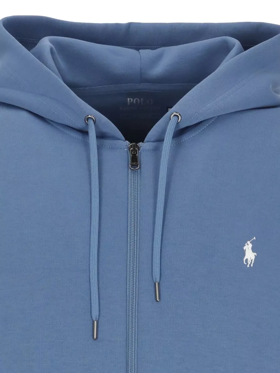Ralph Lauren Ribbed Trim Hooded Zip Sweatshirt
