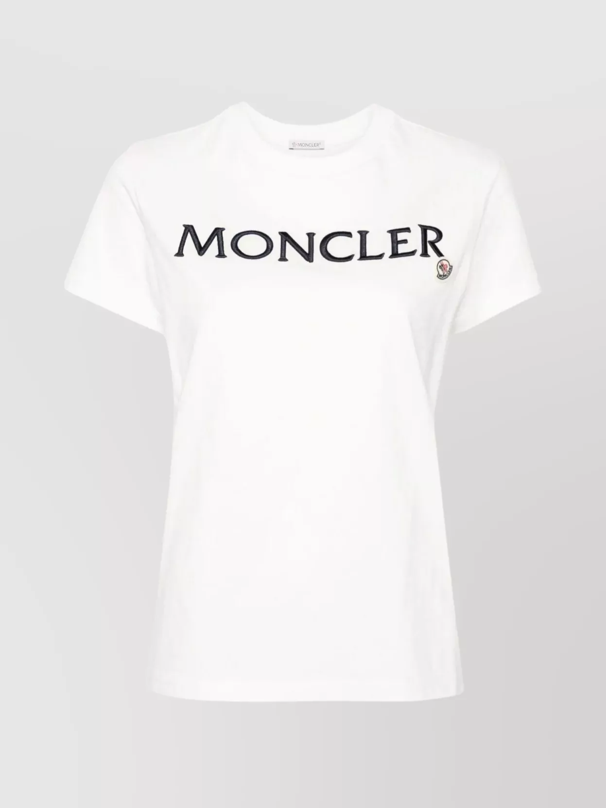Shop Moncler Logo Crew Neck Short Sleeve T-shirt In White