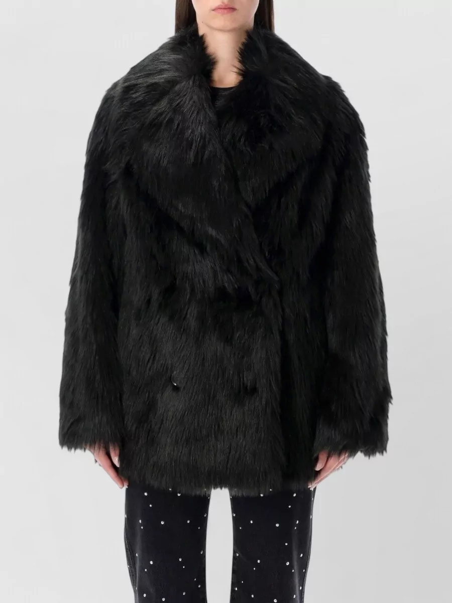 Stand Studio Faux Fur Mid Length Double Breasted Coat