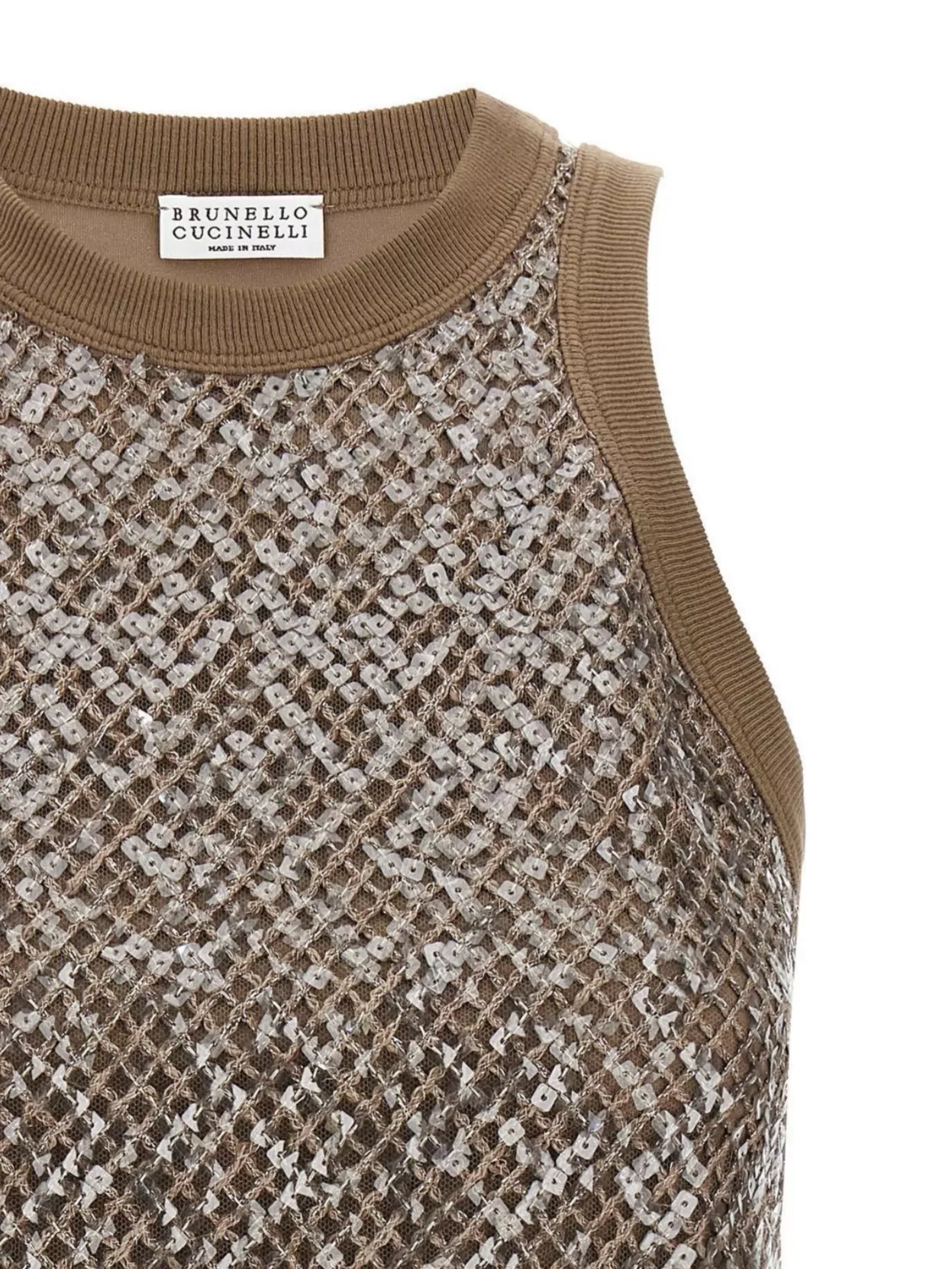 Shop Brunello Cucinelli Sleeveless Sequin Embellished Top