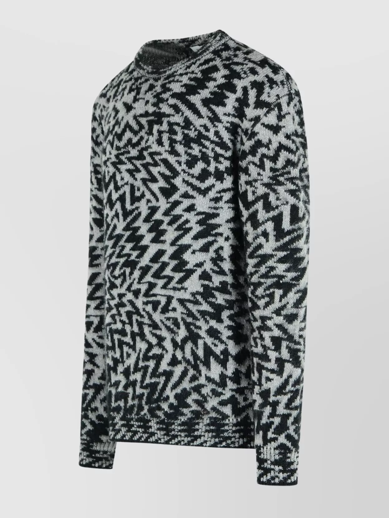 Laneus Wool Blend Sweater Abstract Pattern Design In Black